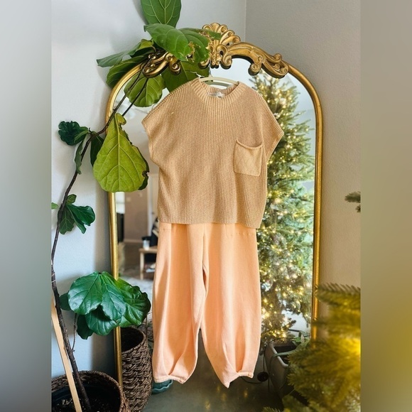 Free people freya knit sweater set peach orange Nwot large - Picture 1 of 1
